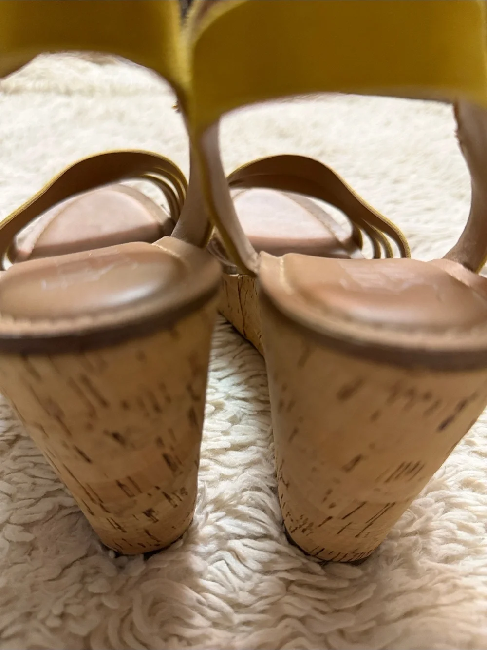 Franco Sarto Mustard Yellow Wedge Sandals with Ankle Strap size 9M